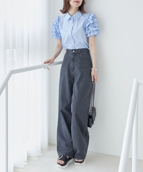 MAJESTIC LEGON（マジェスティックレゴン）の「ワイドストレートデニムパンツ（デニムパンツ・レディース・ブルー/グレー・SMALL/MEDIUM）」の10枚目の写真