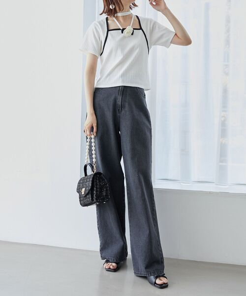 MAJESTIC LEGON（マジェスティックレゴン）の「ワイドストレートデニムパンツ（デニムパンツ・レディース・ブルー/グレー・SMALL/MEDIUM）」の12枚目の写真