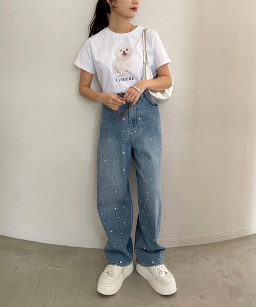 one after another NICE CLAUP(ワンアフターアナザーナイスクラップ)の「アソートTee(Tシャツ/カットソー・レディース・オフホワイト/サックスブルー/ピンク/チャコールグレー・FREE)」の7枚目の写真