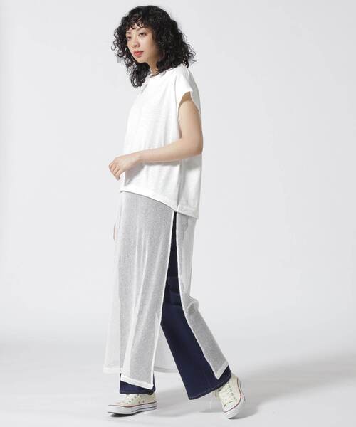 DROIT BELLO(ドロイトベロ)の「DROIT BELLO(ドロイトベロ)メッシュ切替プルオーバー(Tシャツ/カットソー・レディース・ホワイト/ブラック・F)」の2枚目の写真