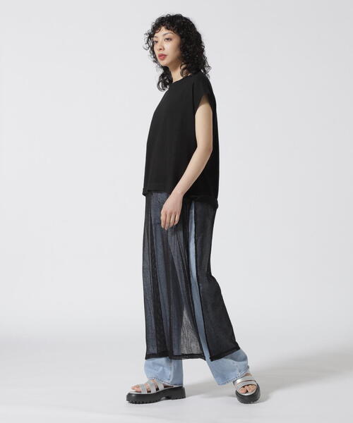 DROIT BELLO(ドロイトベロ)の「DROIT BELLO(ドロイトベロ)メッシュ切替プルオーバー(Tシャツ/カットソー・レディース・ホワイト/ブラック・F)」の1枚目の写真