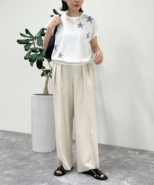 fredy emue（フレディエミュ）の「ラメ星ジャガードニット（ニット/セーター・レディース・ライトグレー/オフホワイト/ベージュ・38）」の8枚目の写真