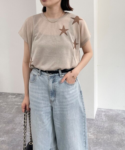 fredy emue（フレディエミュ）の「ラメ星ジャガードニット（ニット/セーター・レディース・ライトグレー/オフホワイト/ベージュ・38）」の22枚目の写真