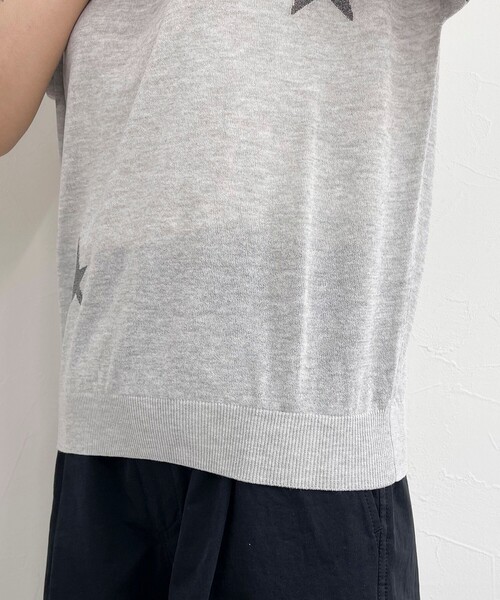 fredy emue（フレディエミュ）の「ラメ星ジャガードニット（ニット/セーター・レディース・ライトグレー/オフホワイト/ベージュ・38）」の7枚目の写真