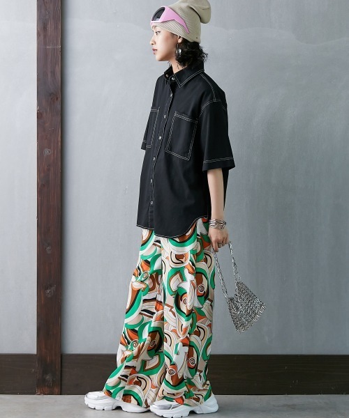 GEVS.(ジェイヴィス)の「<大きいサイズ> 幾何プリントリラックスパンツ GEVS.(その他パンツ・レディース・グリーン系/ピンク系・5L/4L/3L/LL/L)」の11枚目の写真
