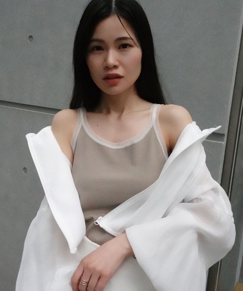 CORNERS（コーナーズ）の「チュールトリムリブタンク（タンクトップ・レディース・オフホワイト/ブラック/グレイッシュベージュ・M）」の14枚目の写真