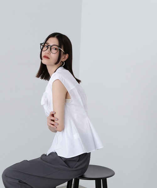 N.（N. Natural Beauty Basic）（エヌエヌナチュラルビューティーベーシック）の「◆【Femme fatale】ウエストタックボウタイブラウス（シャツ/ブラウス・レディース・ブルー/ホワイト系その他/オフホワイト・MEDIUM）」の6枚目の写真