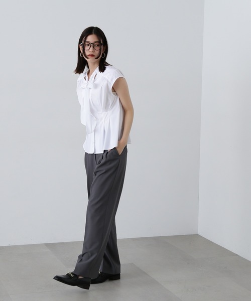 N.（N. Natural Beauty Basic）（エヌエヌナチュラルビューティーベーシック）の「◆【Femme fatale】ウエストタックボウタイブラウス（シャツ/ブラウス・レディース・ブルー/ホワイト系その他/オフホワイト・MEDIUM）」の8枚目の写真