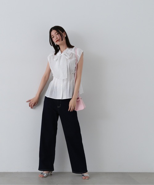 N.（N. Natural Beauty Basic）（エヌエヌナチュラルビューティーベーシック）の「◆【Femme fatale】ウエストタックボウタイブラウス（シャツ/ブラウス・レディース・ブルー/ホワイト系その他/オフホワイト・MEDIUM）」の14枚目の写真