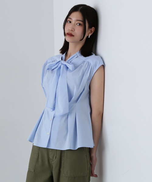 N.（N. Natural Beauty Basic）（エヌエヌナチュラルビューティーベーシック）の「◆【Femme fatale】ウエストタックボウタイブラウス（シャツ/ブラウス・レディース・ブルー/ホワイト系その他/オフホワイト・MEDIUM）」の19枚目の写真