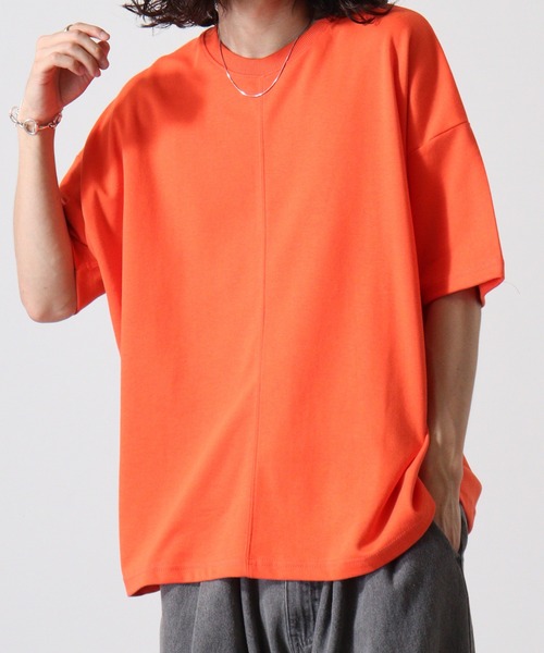 FUNALIVE(ファンアライブ)の「センターステッチ切替BIGTシャツ(Tシャツ/カットソー・メンズ・オレンジ/ネイビー/ホワイト/グリーン/スミクロ・FREE)」の13枚目の写真