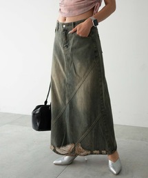 DISPARK/斜め切替ダメージヘムロングスカート