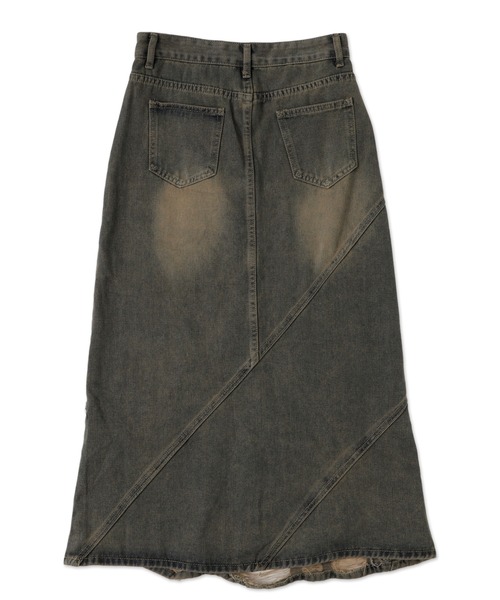 dispark（ディスパーク）の「DISPARK/斜め切替ダメージヘムロングスカート（デニムスカート・レディース・ブルー系1・FREE）」の7枚目の写真