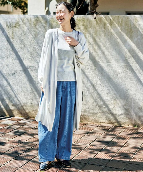 and myera（アンド マイラ）の「ａｎｄ　ｍｙｅｒａ　透けるサマーニットカーディガン（カーディガン/ボレロ・レディース・カーキ/アイボリー・MEDIUM/LARGE/X-LARGE/SMALL）」の6枚目の写真