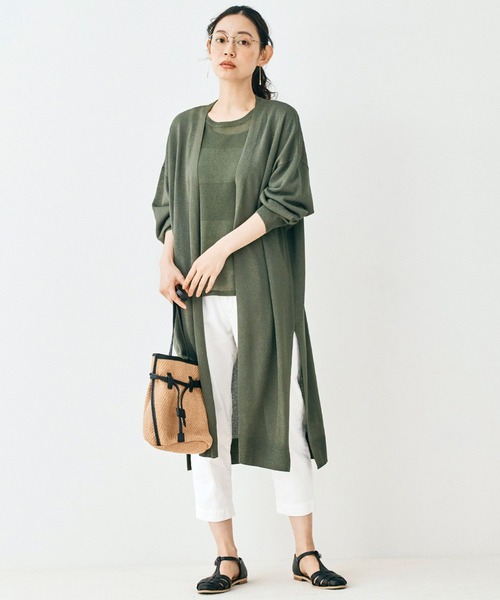 and myera（アンド マイラ）の「ａｎｄ　ｍｙｅｒａ　透けるサマーニットカーディガン（カーディガン/ボレロ・レディース・カーキ/アイボリー・MEDIUM/LARGE/X-LARGE/SMALL）」の16枚目の写真