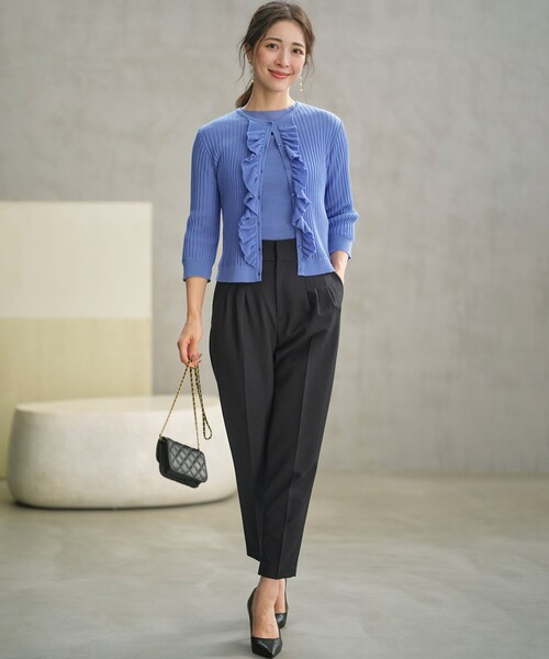 組曲 L(クミキョク オオキイサイズ)の「ライトダブルクロス テーパードパンツ(その他パンツ・レディース・ベージュ系/ライトグレー系/ネイビー系・7/6/5)」の7枚目の写真