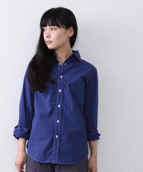 coen（コーエン）の「ブロードソリッドスリムワイヤーシャツ◆（シャツ/ブラウス・レディース・ホワイト/ロイヤルブルー・LARGE/SMALL/MEDIUM）」の2枚目の写真