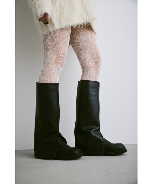 un/neu（アンノイ）の「フラットカバーロングブーツ（ブーツ・レディース・ブラック・LARGE/MEDIUM/SMALL）」の12枚目の写真