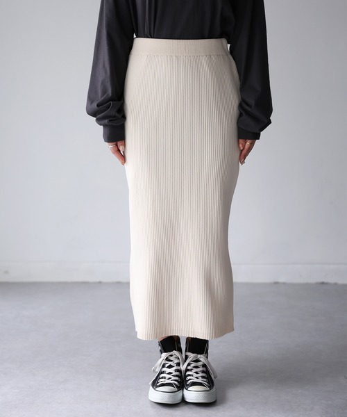 Riberry（リベリー）の「バックスリットニットタイトスカート（スカート・レディース・ブラック/チャコールグレー/アイボリー/ブラウン/カーキ・FREE）」の12枚目の写真