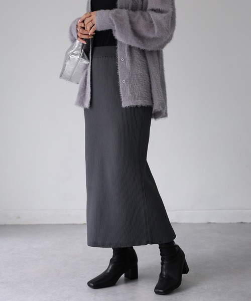 Riberry（リベリー）の「バックスリットニットタイトスカート（スカート・レディース・ブラック/チャコールグレー/アイボリー/ブラウン/カーキ・FREE）」の14枚目の写真