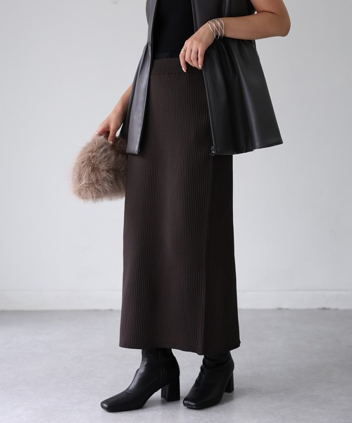 Riberry（リベリー）の「バックスリットニットタイトスカート（スカート・レディース・ブラック/チャコールグレー/アイボリー/ブラウン/カーキ・FREE）」の18枚目の写真