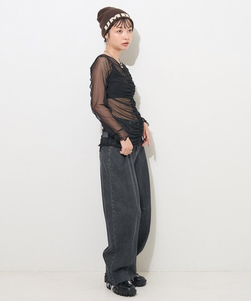 セール】2WAY チュールロンT/シースルートップス（Tシャツ