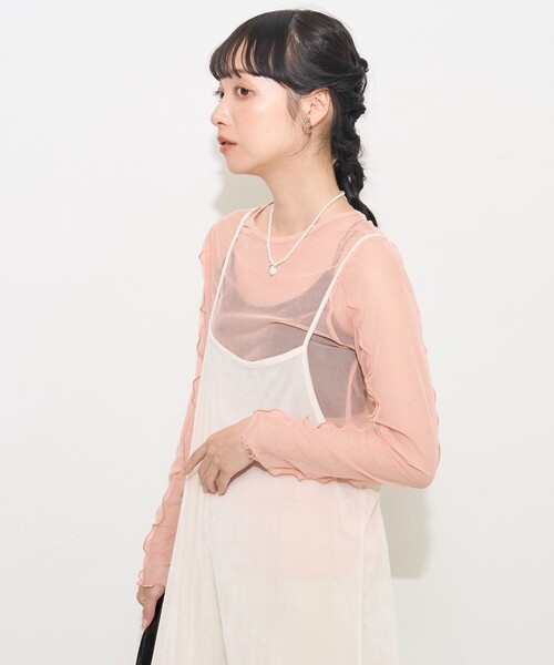 セール】2WAY チュールロンT/シースルートップス（Tシャツ