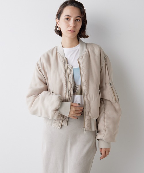 Whim Gazette(ウィムガゼット)の「ガーメントダイMA-1(MA-1・レディース・カーキ/ベージュ・FREE)」の2枚目の写真