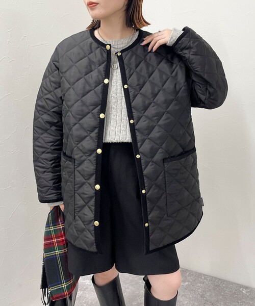 Traditional Weatherwear(トラディショナルウェザーウェア)の「【別注】【Traditional Weatherwear/トラディショナル ウェザーウェア】ARKLEY MIDDLE A-LINE コート(ブルゾン・レディース・ネイビー/ブラック・34/32)」の21枚目の写真