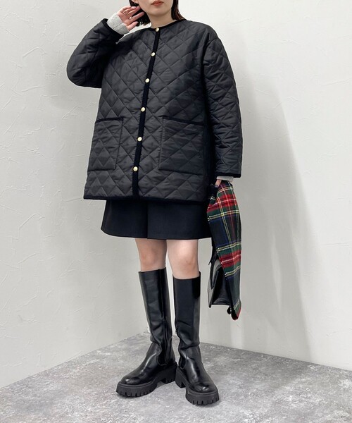 Traditional Weatherwear(トラディショナルウェザーウェア)の「【別注】【Traditional Weatherwear/トラディショナル ウェザーウェア】ARKLEY MIDDLE A-LINE コート(ブルゾン・レディース・ネイビー/ブラック・34/32)」の16枚目の写真