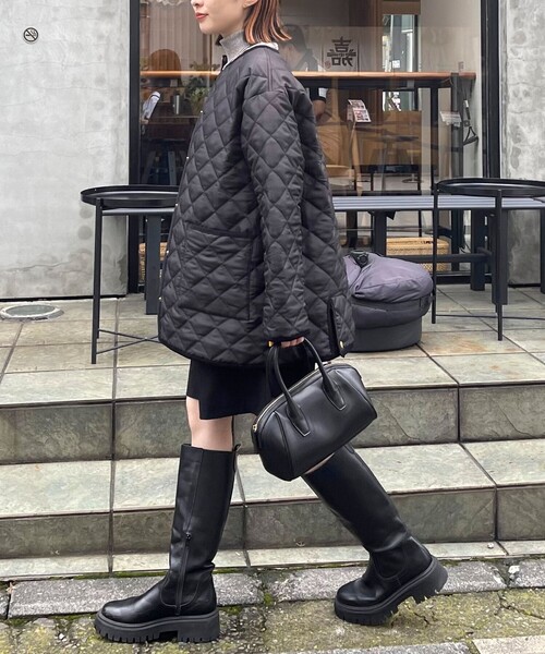 Traditional Weatherwear(トラディショナルウェザーウェア)の「【別注】【Traditional Weatherwear/トラディショナル ウェザーウェア】ARKLEY MIDDLE A-LINE コート(ブルゾン・レディース・ネイビー/ブラック・34/32)」の14枚目の写真