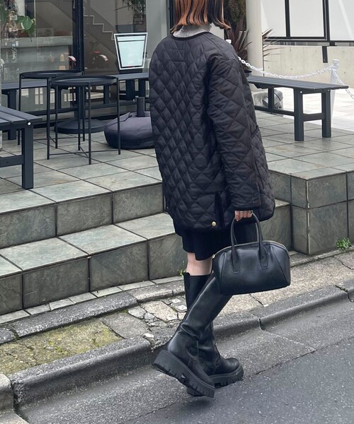 Traditional Weatherwear(トラディショナルウェザーウェア)の「【別注】【Traditional Weatherwear/トラディショナル ウェザーウェア】ARKLEY MIDDLE A-LINE コート(ブルゾン・レディース・ネイビー/ブラック・34/32)」の8枚目の写真