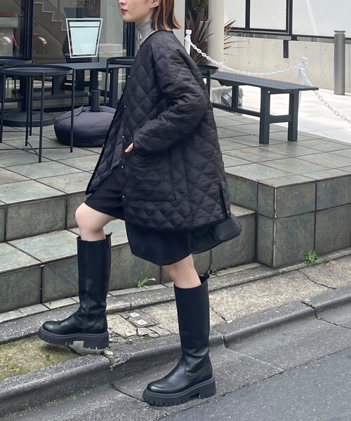 Traditional Weatherwear(トラディショナルウェザーウェア)の「【別注】【Traditional Weatherwear/トラディショナル ウェザーウェア】ARKLEY MIDDLE A-LINE コート(ブルゾン・レディース・ネイビー/ブラック・34/32)」の6枚目の写真