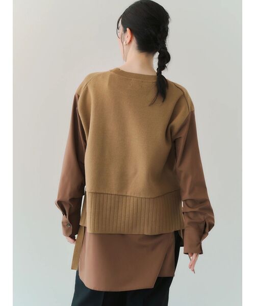 Editt by YECCA VECCA（エディットバイイェッカヴェッカ）の「シャツレイヤードデザインニット（ニット/セーター・レディース・ネイビー/ベージュ・FREE）」の10枚目の写真