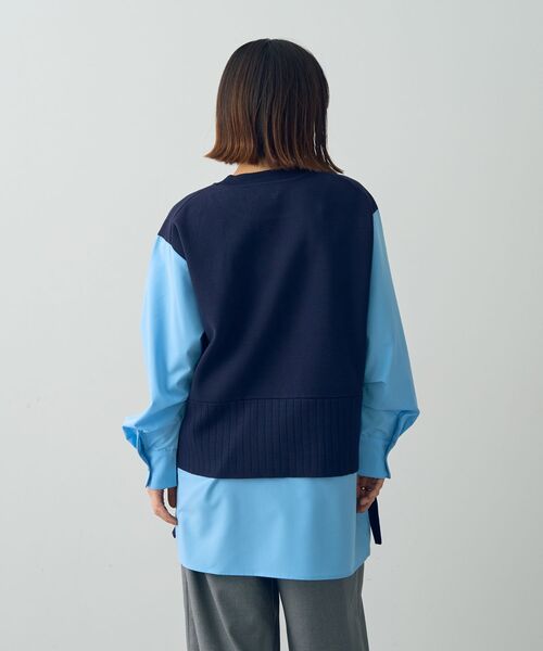 Editt by YECCA VECCA（エディットバイイェッカヴェッカ）の「シャツレイヤードデザインニット（ニット/セーター・レディース・ネイビー/ベージュ・FREE）」の21枚目の写真