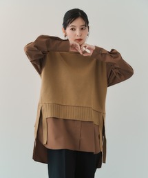 シャツレイヤードデザインニット