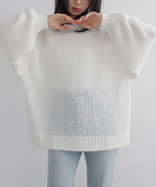 セール】モヘアタッチシアーニットプルオーバー（ニット/セーター