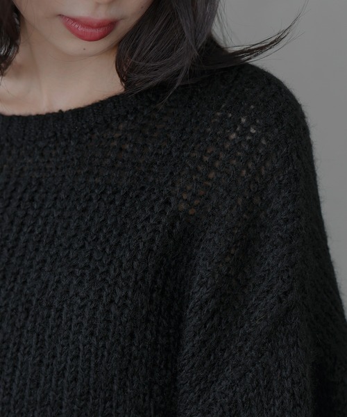 セール】モヘアタッチシアーニットプルオーバー（ニット/セーター