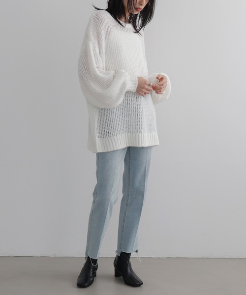 セール】モヘアタッチシアーニットプルオーバー（ニット/セーター