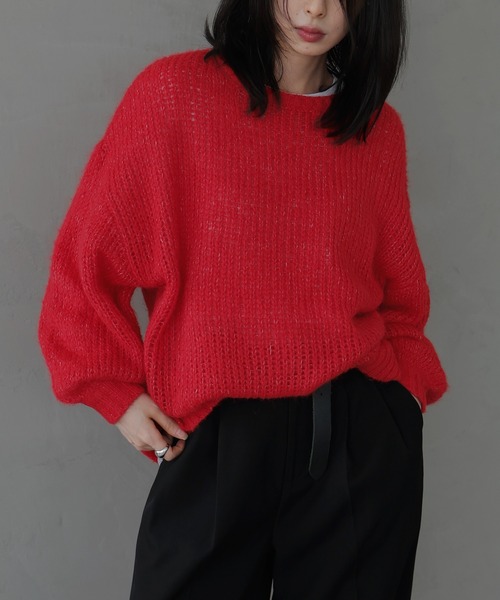 LIAN(リアン)の「モヘアタッチシアーニットプルオーバー(ニット/セーター・レディース・ホワイト/レッド/ブラック/チャコールグレー・FREE)」の19枚目の写真
