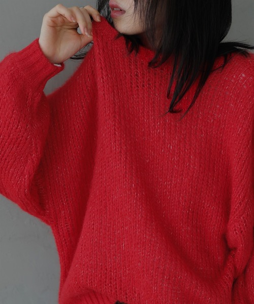 セール】モヘアタッチシアーニットプルオーバー（ニット/セーター