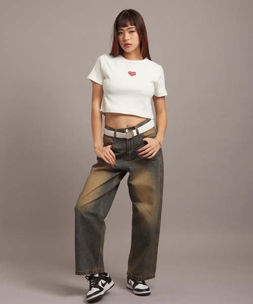 GALLIS ADDICTION(ガリスアディクション)の「GA HEART リブショートTEE(Tシャツ/カットソー・レディース・ホワイト/チャコール/ブラック・FREE)」の12枚目の写真