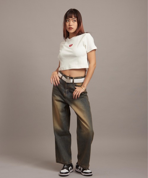 GALLIS ADDICTION(ガリスアディクション)の「GA HEART リブショートTEE(Tシャツ/カットソー・レディース・ホワイト/チャコール/ブラック・FREE)」の13枚目の写真