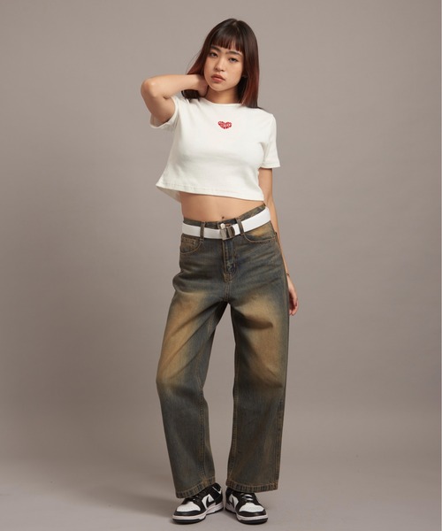 GALLIS ADDICTION(ガリスアディクション)の「GA HEART リブショートTEE(Tシャツ/カットソー・レディース・ホワイト/チャコール/ブラック・FREE)」の14枚目の写真