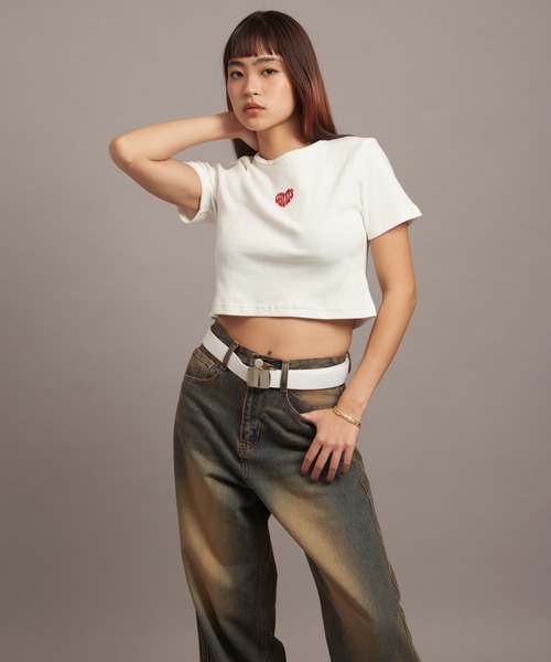GALLIS ADDICTION(ガリスアディクション)の「GA HEART リブショートTEE(Tシャツ/カットソー・レディース・ホワイト/チャコール/ブラック・FREE)」の11枚目の写真