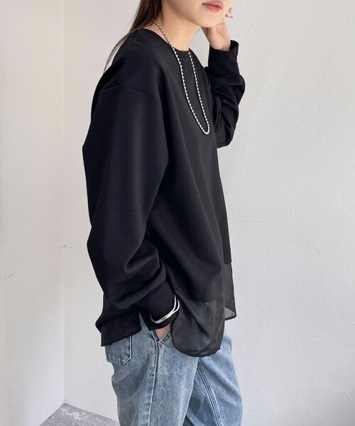 fredy emue(フレディエミュ)の「シアー切替ポンチプルオーバー(Tシャツ/カットソー・レディース・グレイッシュベージュ/オフホワイト/ブラック・38)」の20枚目の写真