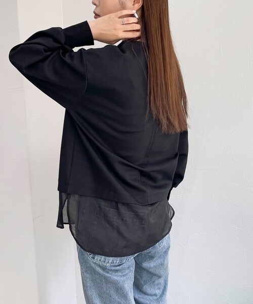 fredy emue(フレディエミュ)の「シアー切替ポンチプルオーバー(Tシャツ/カットソー・レディース・グレイッシュベージュ/オフホワイト/ブラック・38)」の21枚目の写真