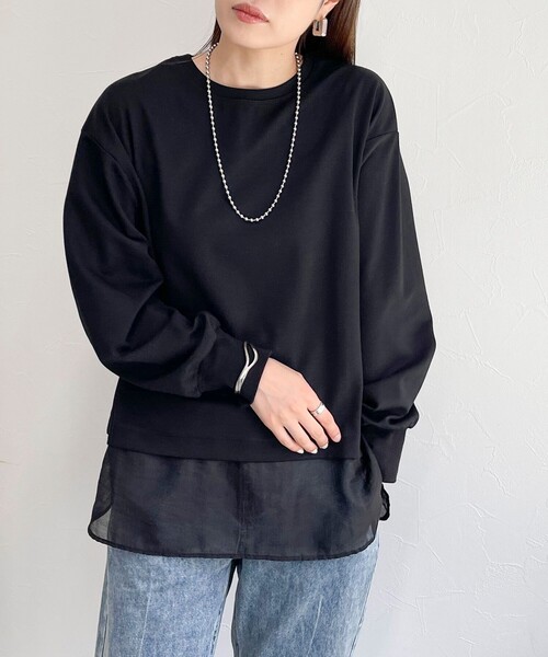 fredy emue(フレディエミュ)の「シアー切替ポンチプルオーバー(Tシャツ/カットソー・レディース・グレイッシュベージュ/オフホワイト/ブラック・38)」の22枚目の写真