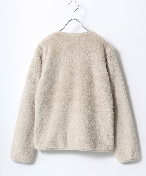 Champion(チャンピオン)の「Champion(チャンピオン)ワンポイントロゴ刺繍シェルパフリースノーカラージャケット レディース/ボアブルゾン(ノーカラージャケット・レディース・ブラック/グレイッシュベージュ・L/M)」の7枚目の写真