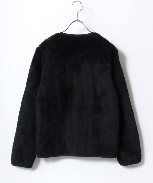 Champion(チャンピオン)の「Champion(チャンピオン)ワンポイントロゴ刺繍シェルパフリースノーカラージャケット レディース/ボアブルゾン(ノーカラージャケット・レディース・ブラック/グレイッシュベージュ・L/M)」の6枚目の写真